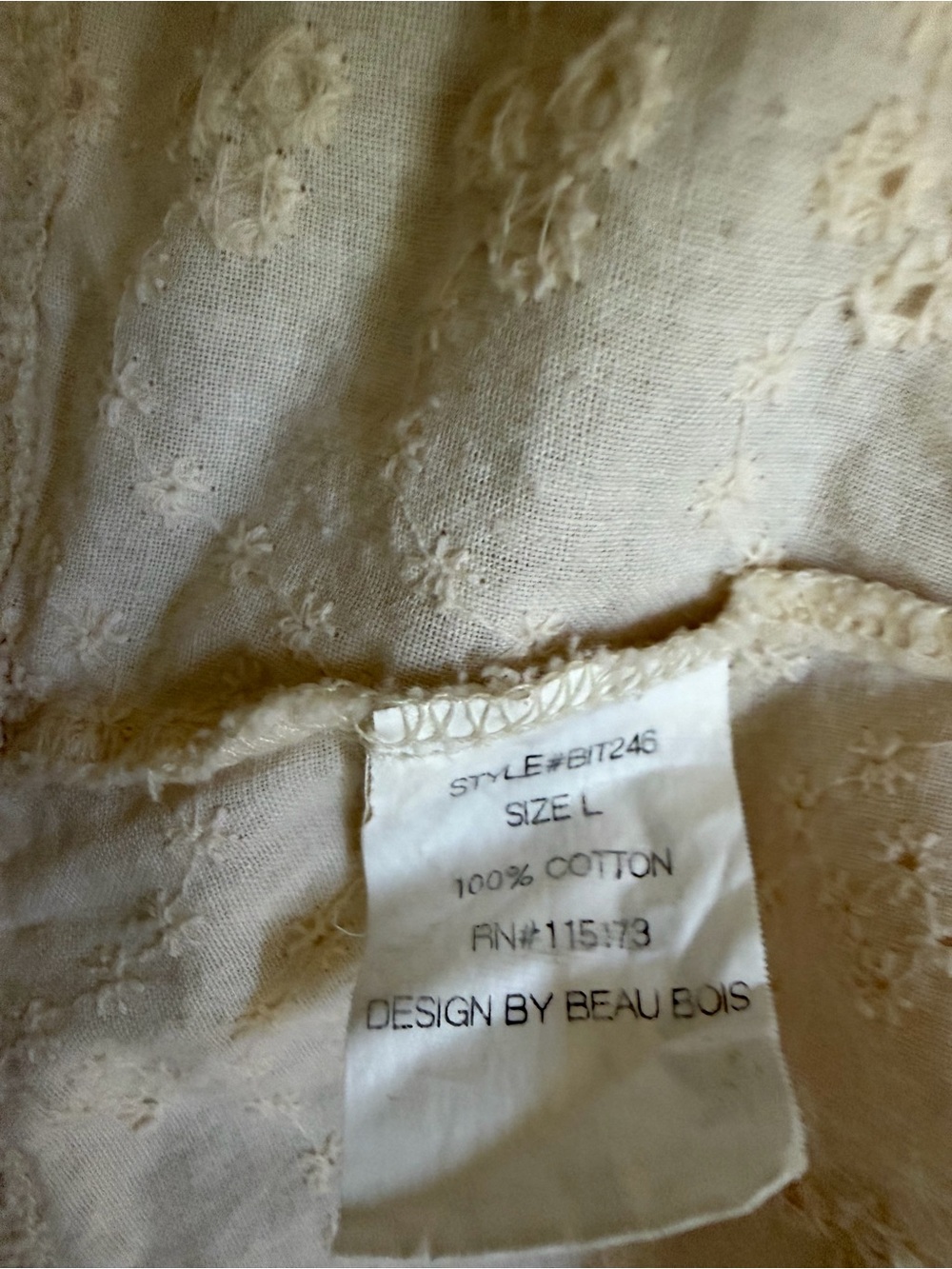 Beaubois Cream eyelet Lace-Up Ruffled Cotton Corset tank Top L cottagecore boho - Picture 10 of 11